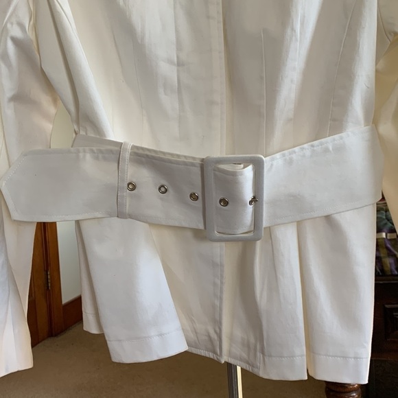 STUNNING White Spiegel Trench Coat Jacket with Belt Size 16P NWOT - Picture 4 of 8